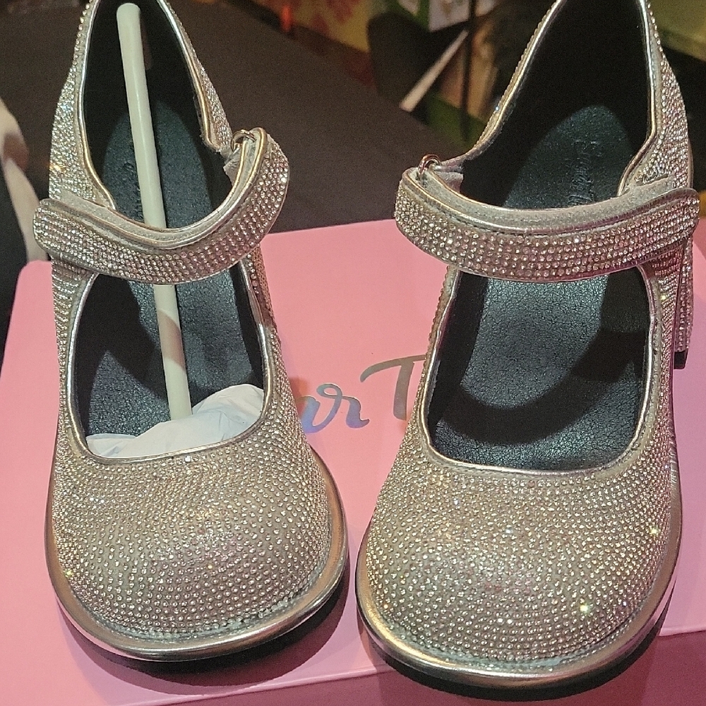 Dolls Kill Silver Sparkle Heels with Chic Strap